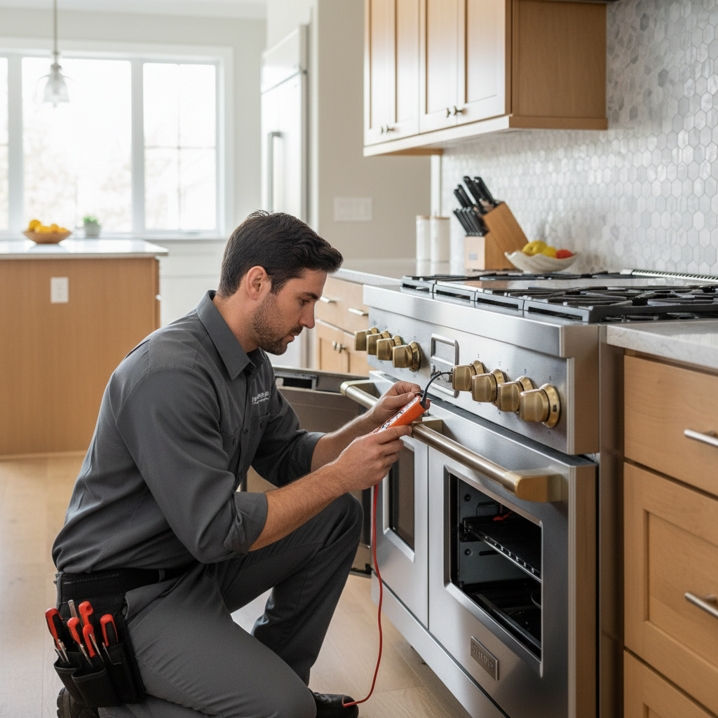 Professional technician diagnosing a premium range